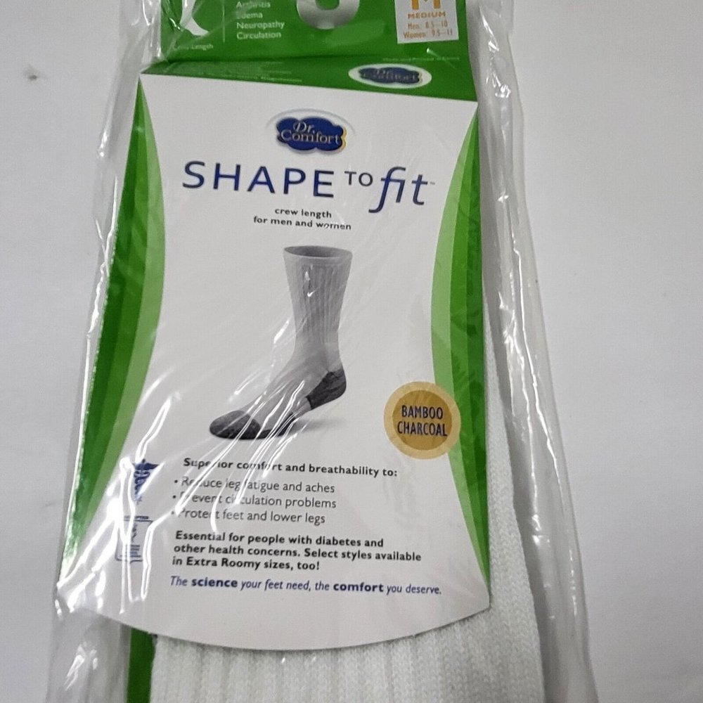 New Dr. Comfort Diabetic Crew Socks - White Medium - Picture 1 of 5